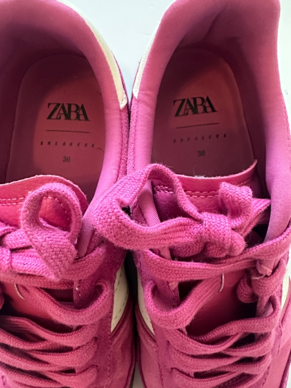 ZARA Pink/Cream Sz 36 (6) Suede Combined Trainers - Picture 2 of 9